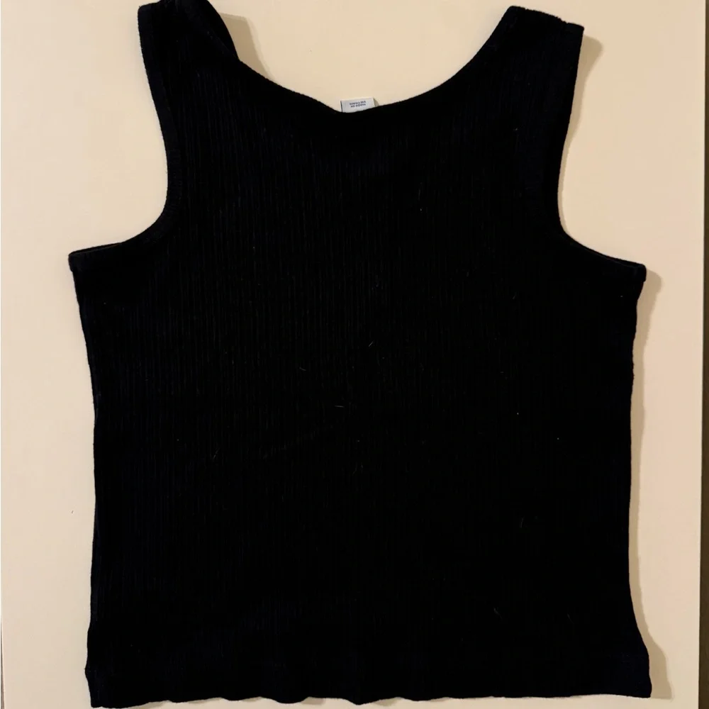 Old Navy Black Ribbed Tank Top with Button Detail